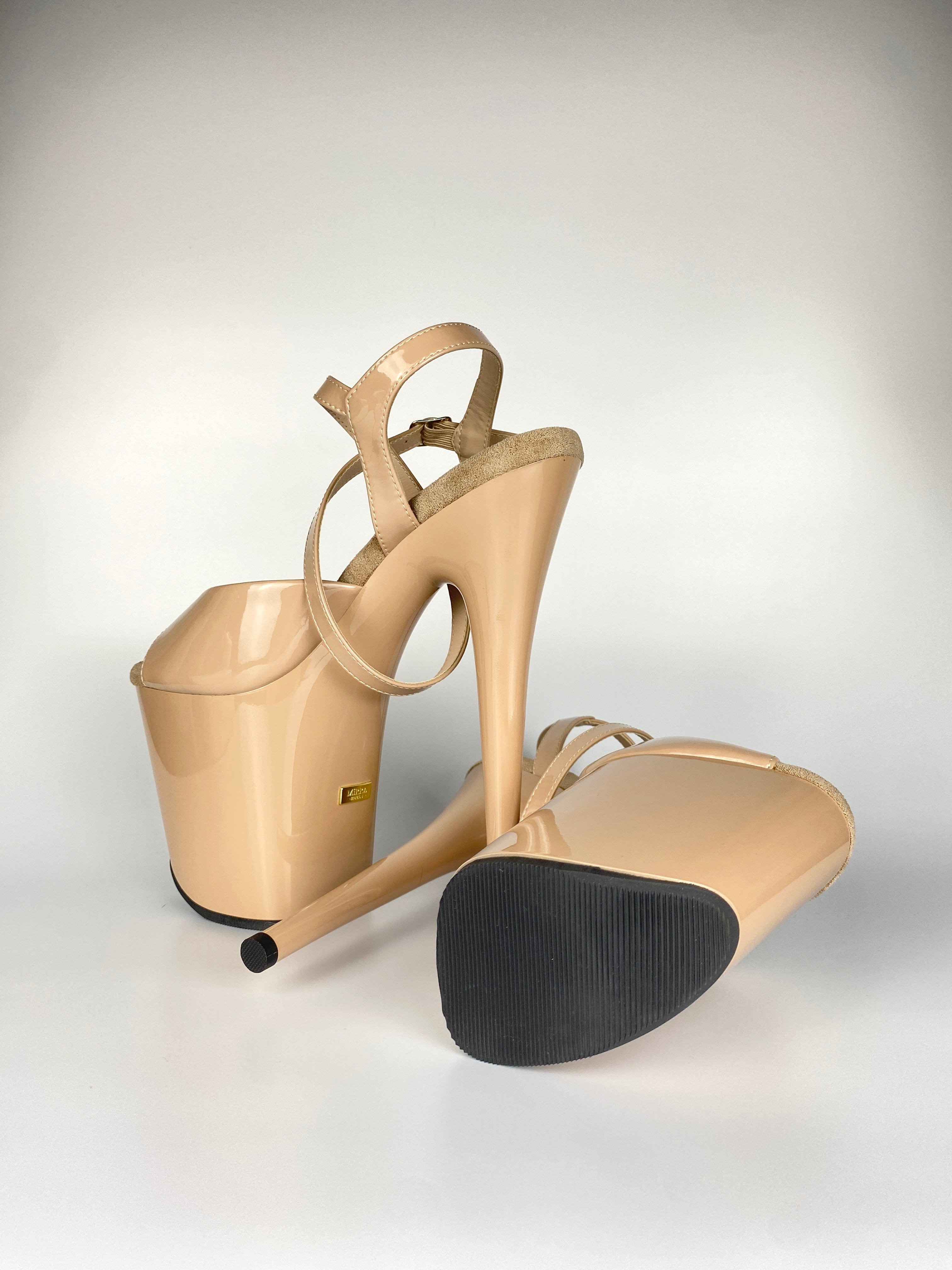 Cross-Wrapped Strappy Sandal- Beige