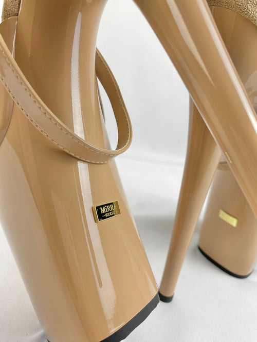 Cross-Wrapped Strappy Sandal- Beige